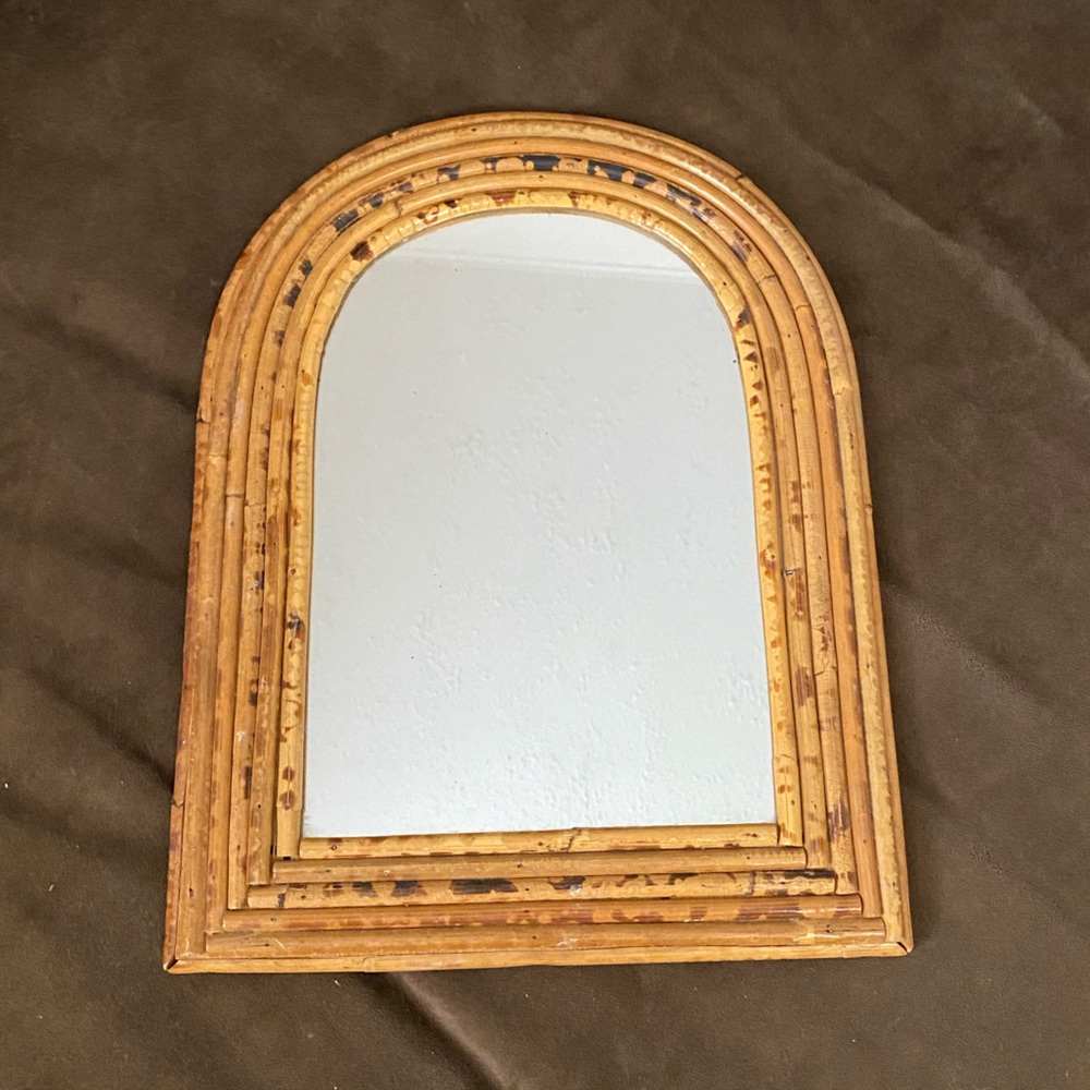 Vintage 1970’s/80’s Boho Bamboo Arched Mirror | Rattan Mirror